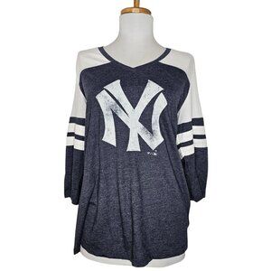 Fanatics Women's Yankees Long Sleeve Varsity Blue Stripe Baseball Tee L NWT
